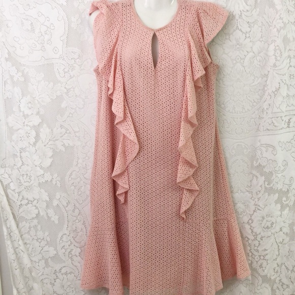 Roz & Ali Dresses & Skirts - Roz & Ali mauve lace midi dress sz L ruffle sleeve